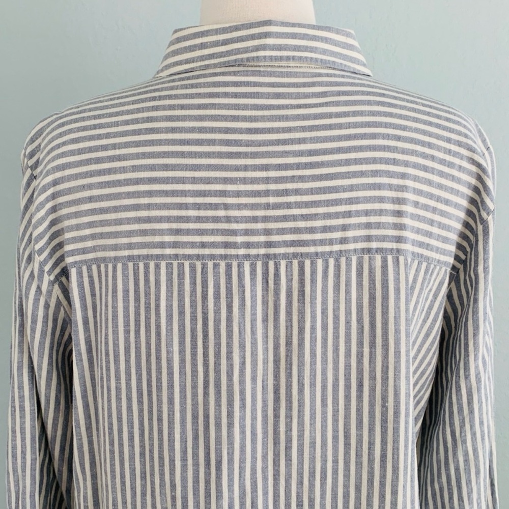 Eileen Fisher Chambray Hemp Cotton Stripe Shirt Dress - Picture 10 of 15